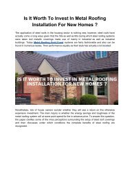 Is It Worth To Invest In Metal Roofing Installation For New Homes 