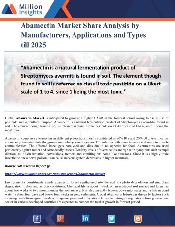 Abamectin Market Share Analysis by Manufacturers, Applications and Types till 2025