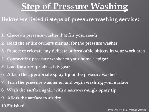 8 Pressure Washing Steps by Peak Pressure Washing