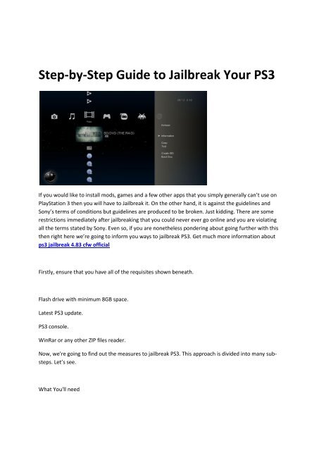 vriendelijk kiezen Veroorloven 6 PS3 Jailbreak 4.83 CFW