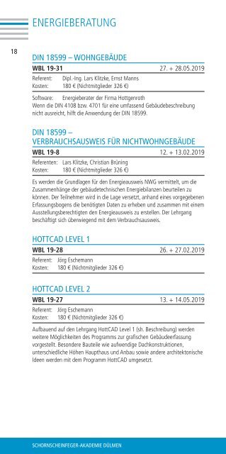 Schornsteinfeger-Akademie Programm 2019