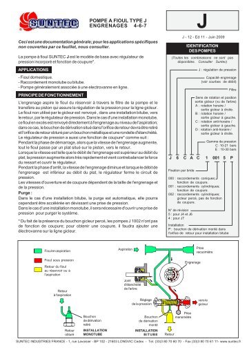 POMPE A FIOUL TYPE J ENGRENAGES 4-6-7 - Suntec