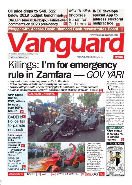 28122018 - Killings: I'm for emergency rule in Zamfara — GOV YARI