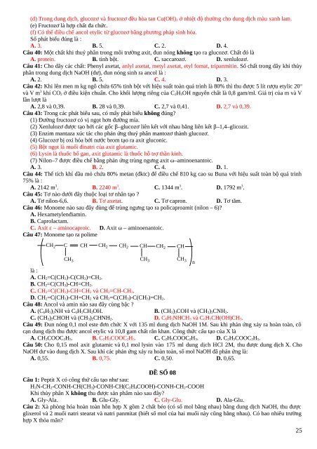 Bộ đề ôn tập hữu cơ 12 ôn thi Đại học 2019