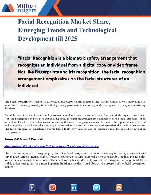 Facial Recognition Market Share, Emerging Trends and Technological Development till 2025