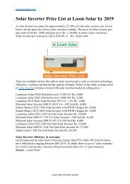 Solar Inverter Price List at Loom Solar by 2019