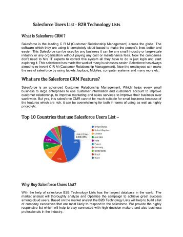 Salesforce Users List-B2B Technology Lists