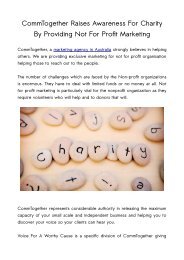 CommTogether Raises Awareness For Charity By Providing Not For Profit Marketing
