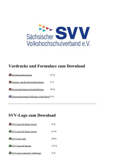 Vordrucke und Formulare zum Download SVV-Logo zum Download