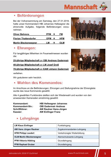 Jahresbericht 2018 FF Eschlried