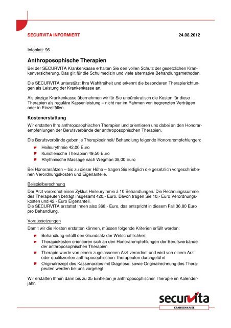 Anthroposophische Therapien - Securvita