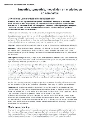 Geweldloze Communicatie - Empathie, sympathie, medelijden en mededogen en compassie - Geweldloze Communicatie