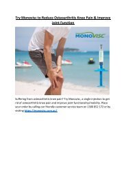 Try Monovisc to Reduce Osteoarthritis Knee Pain & Improve Joint Function