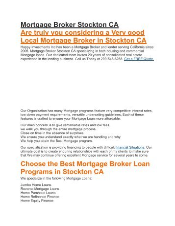 Mortgage Broker Stockton CA