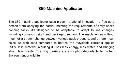 350 Machine 6 Pack Rings Applicator