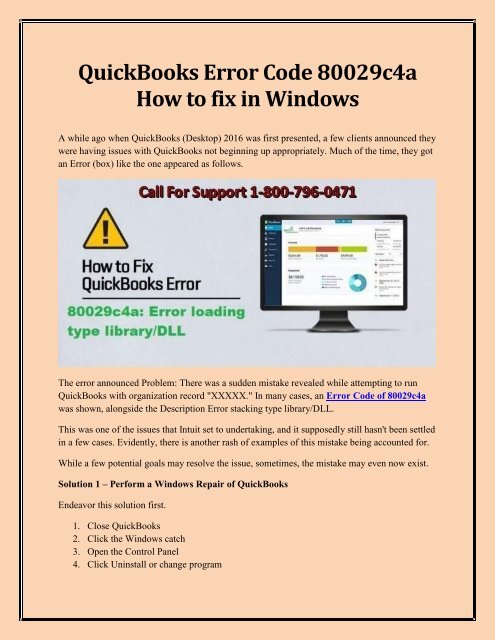 QuickBooks Error Code 80029c4a How to fix in Windows