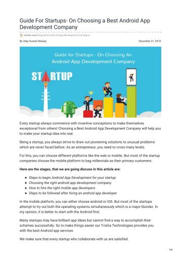 tvisha.com-Guide For Startups- On Choosing a Best Android App Development Company