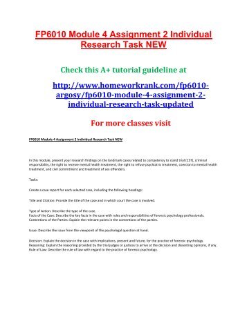 FP6010 Module 4 Assignment 2 Individual Research Task NEW