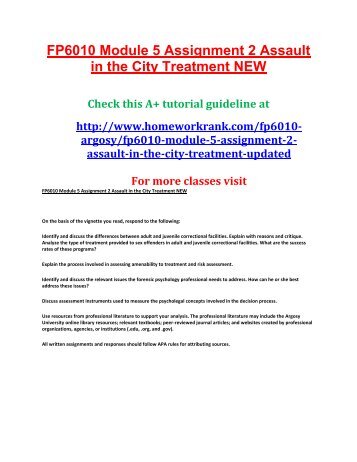 FP6010 Module 5 Assignment 2 Assault in the City Treatment NEW