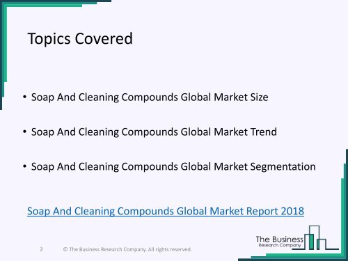 Soap And Cleaning Compounds Global Market Report 2018