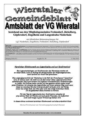 bestehend aus den Mitgliedsgemeinden Frohnsdorf ... - Wieratal