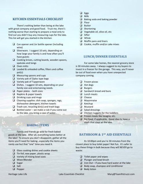 The Lake Home Essentials Checklist
