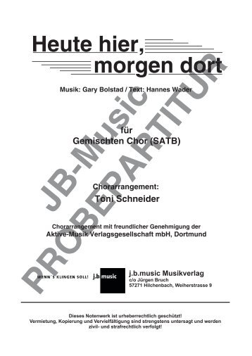 Heute hier, morgen dort (für Gemischten Chor SATB)