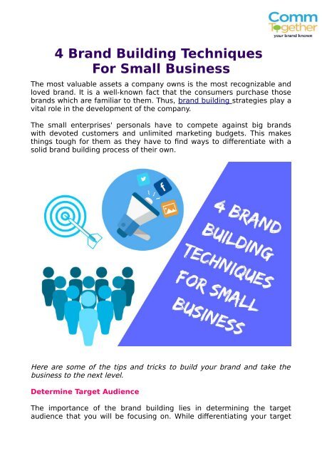 4 Brand Building Techniques For Small Business