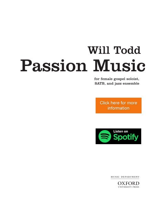 Will Todd Passion Music vocal score