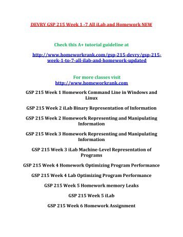 DEVRY GSP 215 Week 1 -7 All iLab and Homework NEW