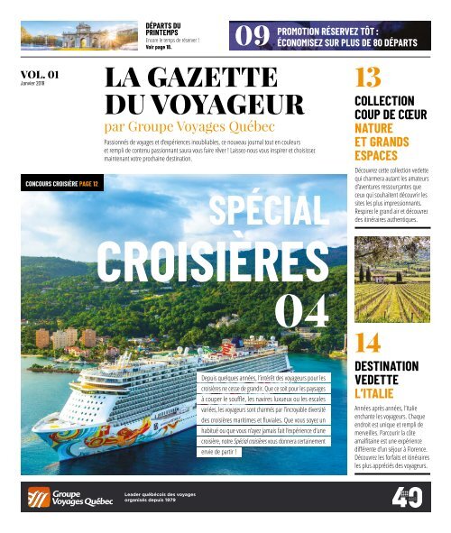 La Gazette du Voyageur par GVQ - janvier 2019