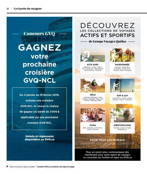 La Gazette du Voyageur par GVQ - janvier 2019