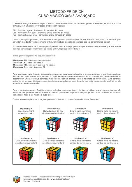 Projeto: Aprendendo a montar cubo mágico  Secretaria Única de Graduação -  SUGrad