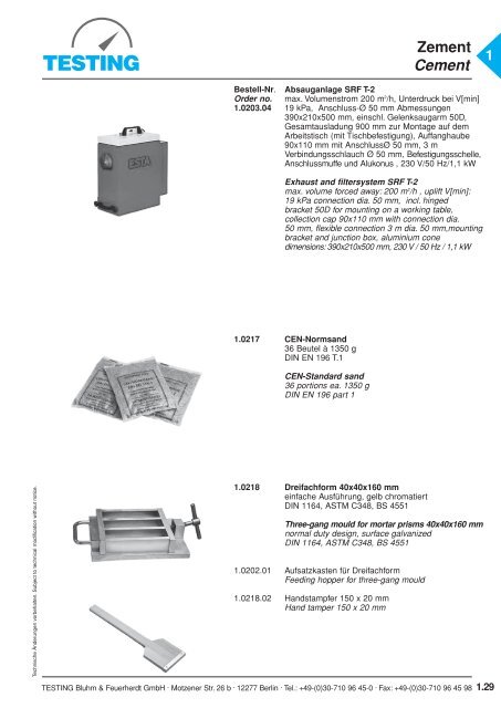 Zement Cement - Testing Equipment for Construction Materials