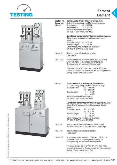 Zement Cement - Testing Equipment for Construction Materials