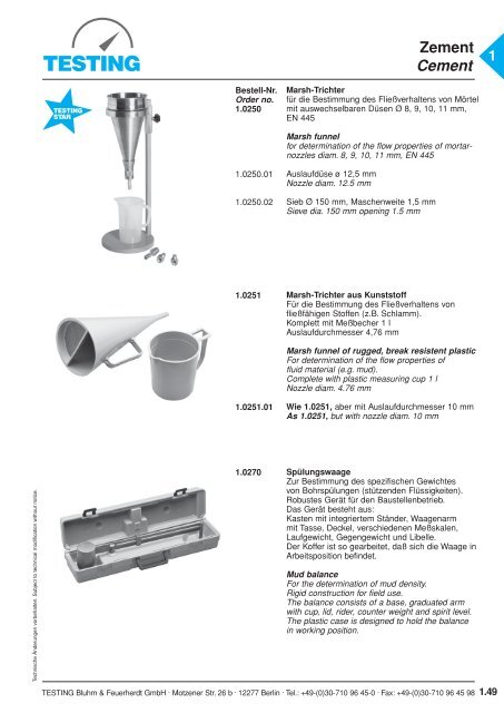 Zement Cement - Testing Equipment for Construction Materials