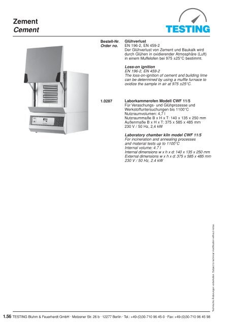 Zement Cement - Testing Equipment for Construction Materials