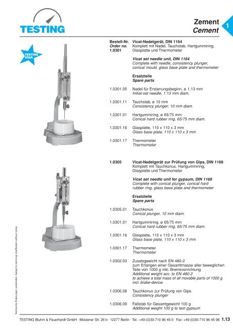 Zement Cement - Testing Equipment for Construction Materials