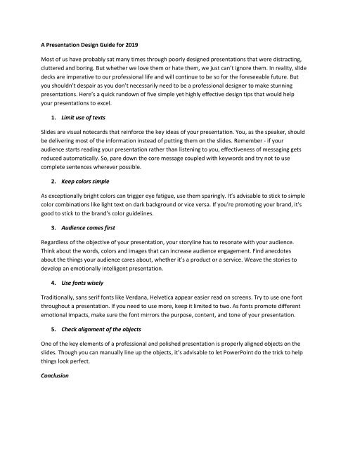 A Presentation Design Guide for 2019