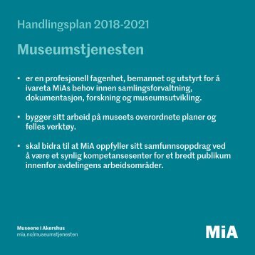 Handlingsplan 2018-2021 for Museumstjenesten 