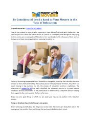 Be Considerate! Lend a hand to Your Movers in the Task of Relocation