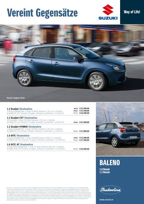 BALENO Shadowline Preise, Ausstattung und technische Daten