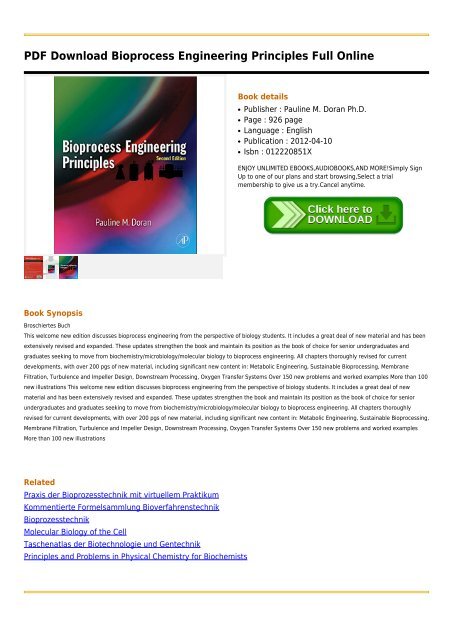 Bioprocess Engineering Principles Pdf