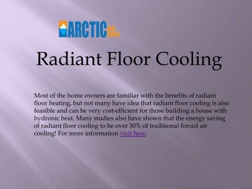 Top Quality Radiant Floor Cooling