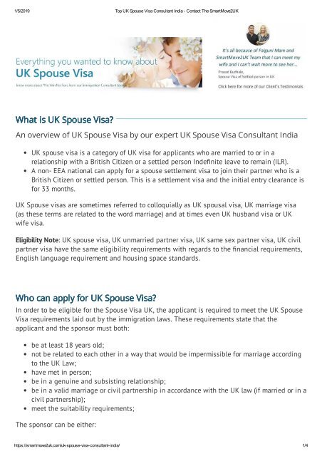 Top UK Spouse Visa Consultant India - Contact The SmartMove2UK
