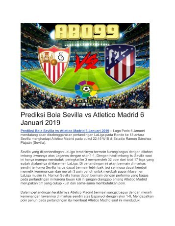 Prediksi Bola Sevilla vs Atletico Madrid 6 Januari 2019