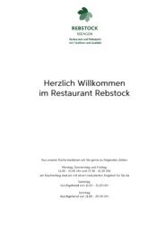 Speisekarte - Restaurant und Metzgerei Rebstock Seengen