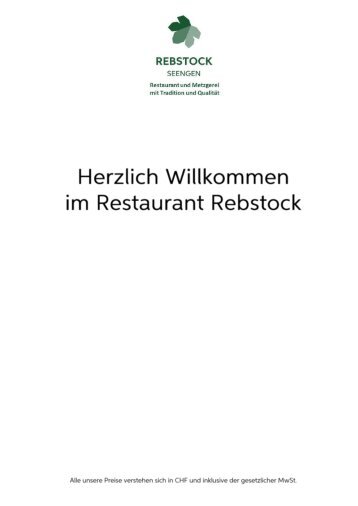 Speisekarte - Restaurant und Metzgerei Rebstock Seengen