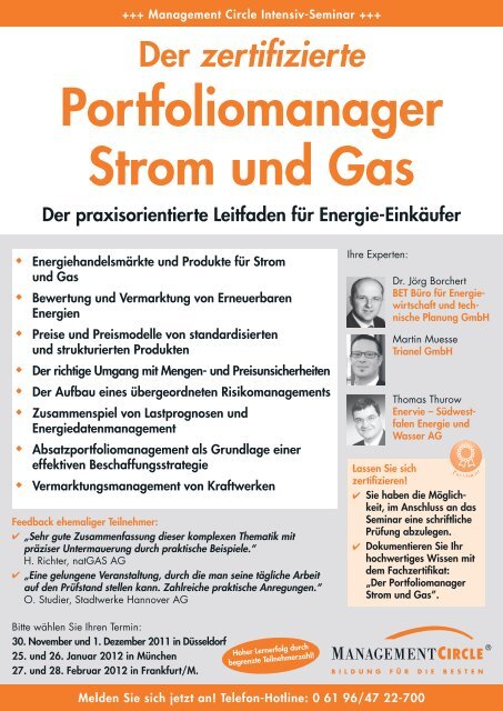 Seminar: Der zertifizierte Portfoliomanager Strom und ... - BET Aachen