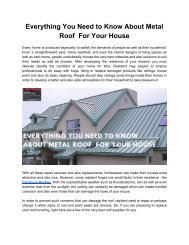 Everything You Need to Know About Metal Roof  For Your House